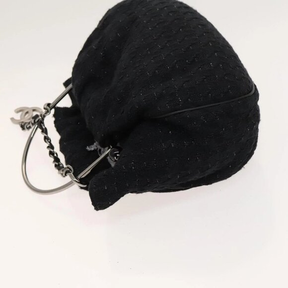 CHANEL Hand Bag Tweed Black Silver CC Auth - Picture 5 of 15